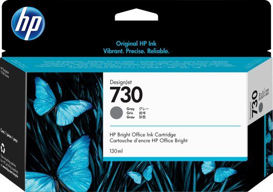HP 730 grijze DesignJet inktcartridge, 130 ml single pack / grijs