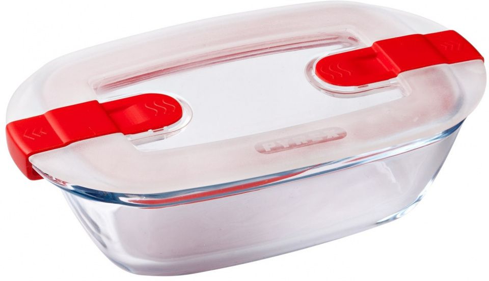 Pyrex Cook & Heat Rechthoekige Vershoudschaal met Deksel - 17 x 10 cm - Transparant
