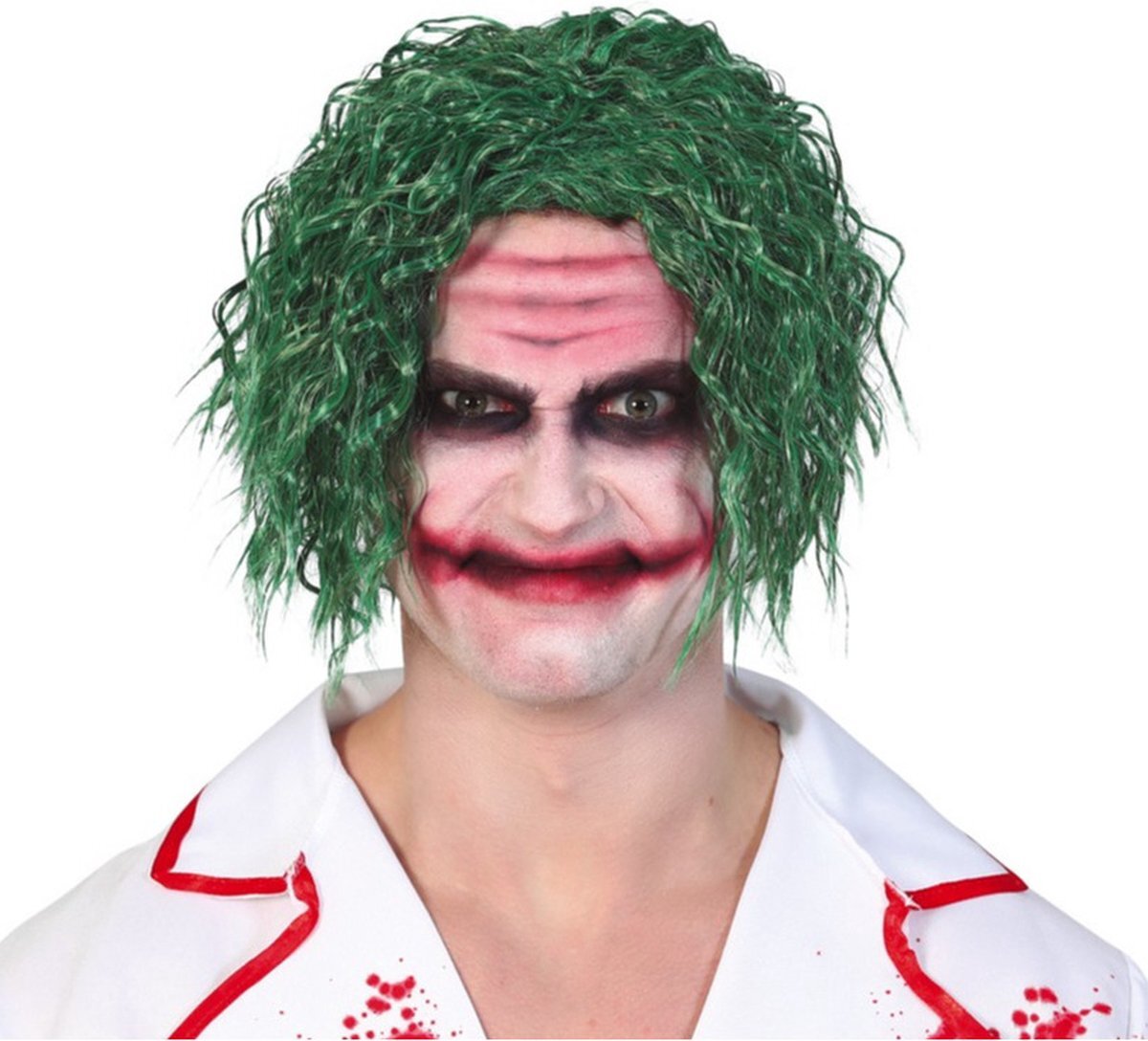 guirca Halloween - Groene horror clown verkleed pruik the Joker voor volwassenen - Halloween clownspruik voor heren