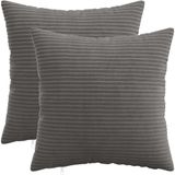 vidaXL - Kussensloop - 2 stuks - HEERLEN - Donkergrijs - 45 x 45 cm - corduroy