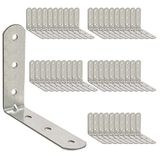 OMIDEAS 50 stuks hoekverbindingen (50 x 50 x 16) L-hoekhoek, 90° gatenhoek, verzinkte metalen connector