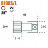 BETA 12-hoekig dop 3/8'' inch 7/8'' lang 910ASL/7/8