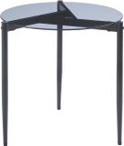 en.casa Bijzettafel Ulökantaa rond rookglas 50x50 cm grijs