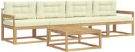 vidaXL - Salon d'angle - 4 places assises - Blanc et crème - Acacia bois