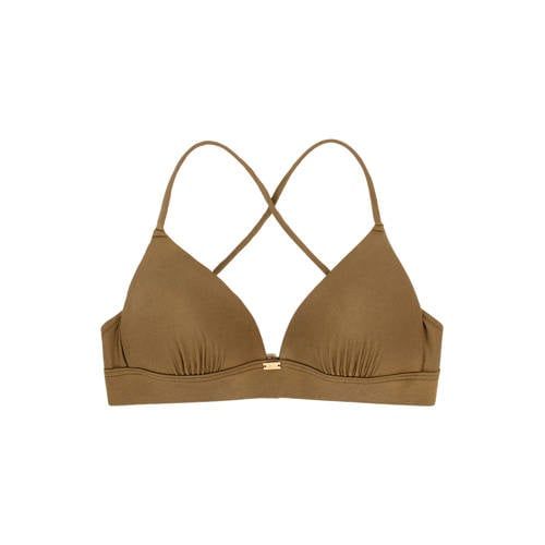 Sam Friday Drift voorgevormde triangel bikinitop met lurex olijfgroen