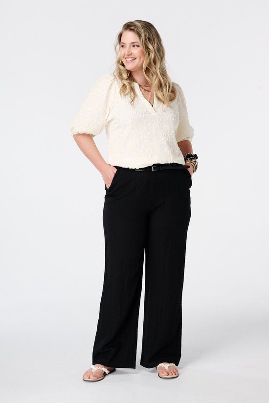 MS Mode Broek Linnen look broek met ceintuur
