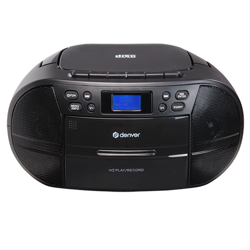Denver TDC-280B Boombox - Draagbare CD-speler met DAB+, FM-radio, Cassette, AUX, Klok & Wekker - Zwart