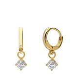 Lucardi Dames Zilveren goldplated oorringen met hanger zirkonia - Oorbellen - 925 Zilver - Goudkleurig