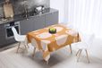 Bonamaison Tafelkleed, Anti-Mold, Sneldrogend, Waterdicht, 100% Polyester Tafellaken, Oranje, gebroken wit, 140 x 140 Cm