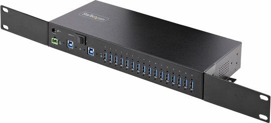 StarTech.com 16-Port Industriële USB Hub met Power Adapter, 5Gbps, Metalen Behuizing, Monteerbaar, ESD Bescherming, Terminal Block Voeding, USB Charging, Dual-Host Switch