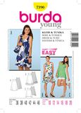 burdastyle Burda B7390 naaipatroon jurk en tuniek, 19 x 13 cm, 36-46, meerkleurig