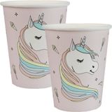 Santex gobelets jetables fête - Thème Licorne - 20 pièces - 270 ml - Rose clair