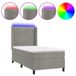 VidaXL Boxspringbed met matras en LED-verlichting, lichtgrijs, 100x200 cm, fluweel