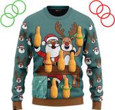 JAP Christmas Interactieve Kersttrui (maat 4XL) - 100% Gerecycled - Kriebelt niet - Kerstcadeau volwassenen - Foute Kersttrui dames en heren XXXXL - Ring werpen (Inclusief 6 ringen) - Groen
