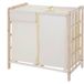 Hhg - Bac À Linge 582, Boîte À Linge Panier À Linge, Bois Massif 60x60x33cm 68l, Brun Clair, Couvercle Crème