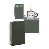 Zippo Stormaansteker - Green Matte met logo en zijdelingse vlam-gravure - Navulbaar - Herbruikbaar - Windbestendig design - Geschenkdoos - Made in USA - Amazon Exclusive