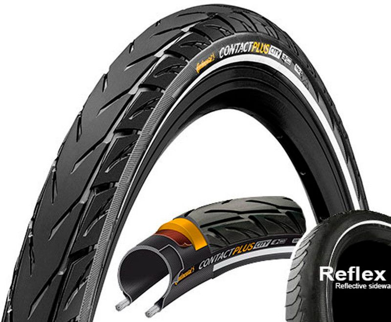 Continental Contact Plus City Clincher band 26x2.15" E-50 Reflex, zwart