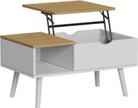 Vicco Stora Salontafel – 76 x 45 cm met liftfunctie Wit/eiken