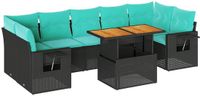 vidaXL 8-delige dining loungeset met kussens, polyrattan, zwart