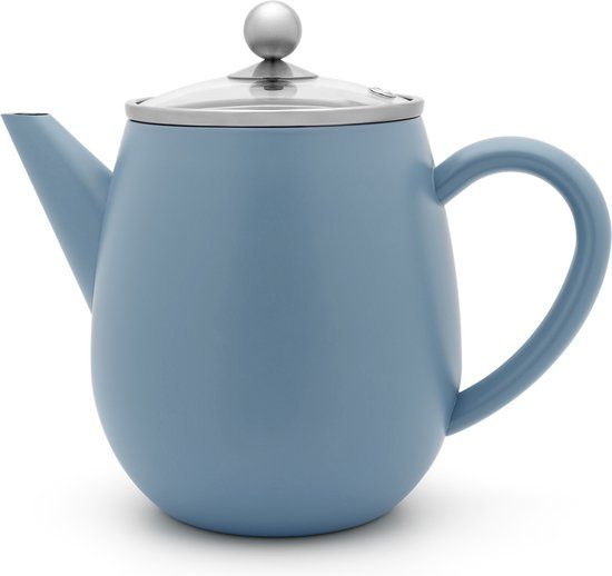 Bredemeijer - Eva Double Walled Tea Pot - 1.1 Liter - Ice Blue - With Filter