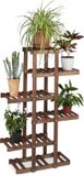 Merkloos Relaxdays Plantenrek van hout - 5 etages - plantentrap 5 planken - bloemen rek chocoladebruin