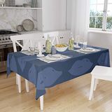 Bonamaison Tafelkleed, Anti-Mold, Sneldrogend, Waterdicht, 100% Polyester Tafellaken, Blauw, 140 x 160 Cm