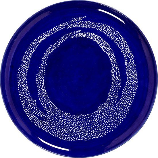 Serax Feast By Ottolenghi Serveerschaal Ø35cm Dark Blue Dots White - Keramiek