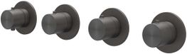 IVY Concord Afbouwdeel Inbouwthermostaat met 3 Stopkranen Symmetry met Ronde Rozetten - RVS 316 Geborsteld Carbon Black PVD