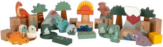 Small Foot Houten Bouwblokken Dino, 50dlg.