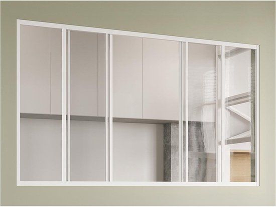 Glazen schuifbinnenraam RAVENA - 180 x 105 cm - Wit gepoederlakt aluminium