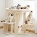 Poteau griffoir - Arbre à chat - Avec maisonnette pour deux personnes - Beige - 65 cm