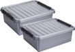 Sunware Opberg boxen 2x stuks - 36 en 25 liter - kunststof - grijs