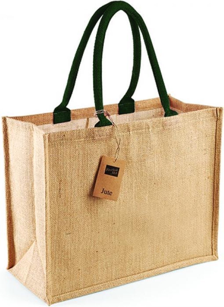 Westford Mill Jute Klassiek Shopper (W407) - Dames Tote Natuurlijk Handtas - Natuurlijk/Bosgroen