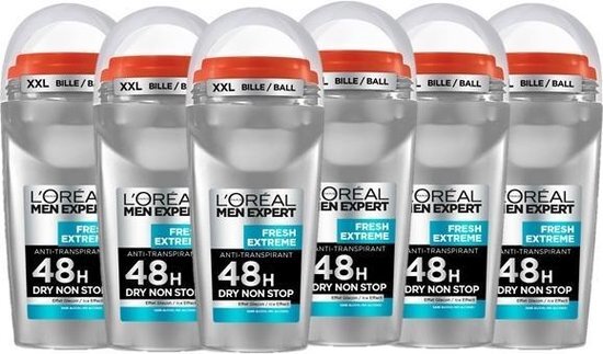 L'Oréal Men Expert Fresh Extreme Deodorant Roller - 6 x 50ml - Voordeelverpakking - Deodorant met verkoelend effect
