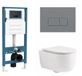 QeramiQ Dely Swirl Toiletset - Toilet suspendu - Réservoir encastré - Sans bride - Cuvette à chasse directe - PK - Double chasse - Couvercle inclus : Non - Soft-close - Abattant à déclenchement rapide - Céramique - Profondeur standard - Blanc mat