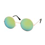 Merkloos / Sans marque Twinklerz Ronde Hippie John Lennon Gabber Zonnebril Goud - Geel Groen Spiegelglazen