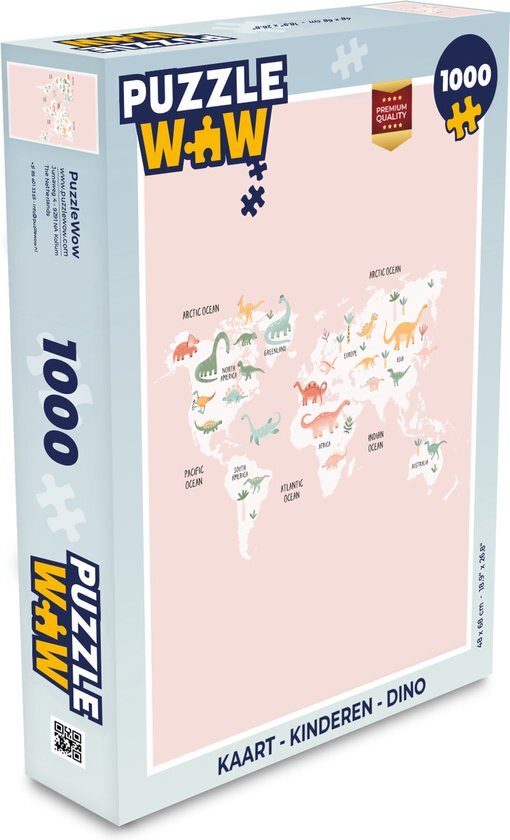 MuchoWow Puzzel Kaart - Kinderen - Dino - Legpuzzel - Puzzel 1000 stukjes volwassenen