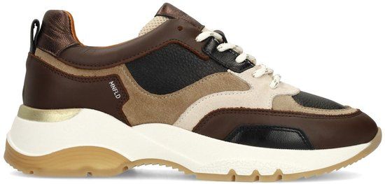 Manfield Dames Bruine Leren Sneakers Maat 42