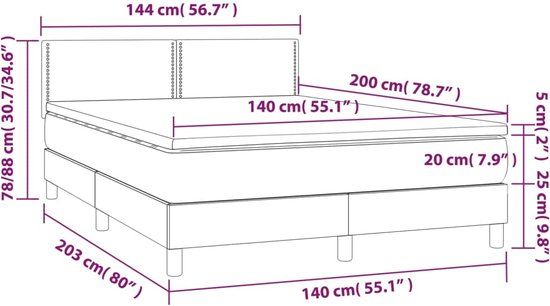 vidaXL Boxspring met matras stof zwart 140x200 cm