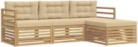 vidaXL - Bankenset - 4-delig - Wit en Beige - Polyester
