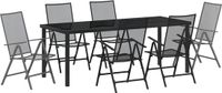 vidaXL Eettafel Set 7-delig Antraciet Gepoedercoat Staal