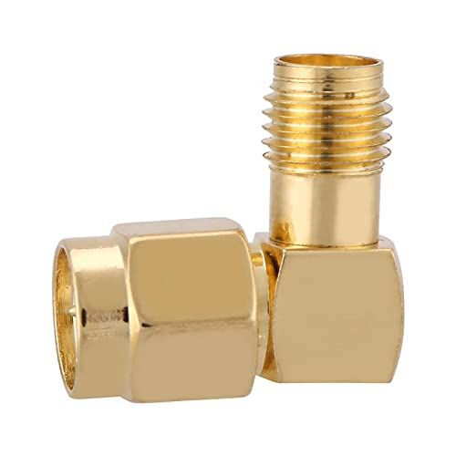 Niiyen SMA-connector, 5 stuks/set SMA man-vrouw-adapter Rechte hoek 90 graden connector, vrouwelijke RF-coaxiale coax-adapter voor RF-verbinding Wi-Fi-antenne, RF-coax, verlengkabel