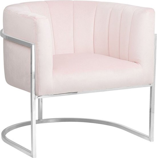 Beliani LARVIK - Fauteuil - Roze - Fluweel