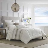 Nautica 100% katoen gezellig en zacht, duurzaam en ademend gestreepte omkeerbare dekbed bijpassende shams, 3-delige beddengoedset, Beige/Off White/Grey, Queen