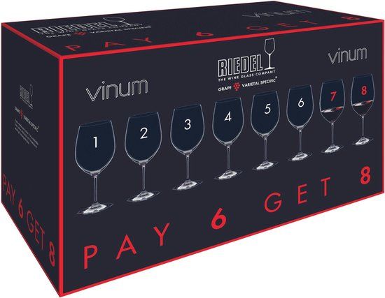 Riedel Vinum Bordeaux - set van 8 - Rodewijnglas - Kristal - Transparant