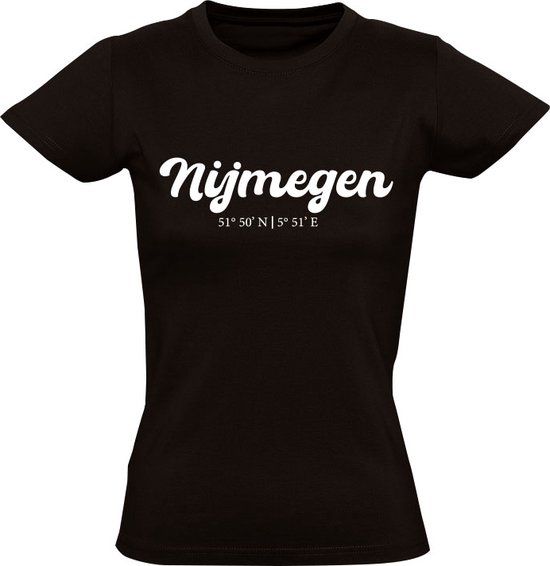 Nijmegen Coordinaten Dames T-shirt Zwart Maat M