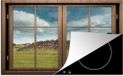 Merkloos KitchenYeah® Inductie beschermer 81x52 cm - Doorkijk - Gras - Hout - Inductiebeschermer