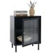 Mendler HWC-O87 table de nuit, table d'appoint, table de nuit, rangement industriel, métal et rotin, 55 x 41 x 41 cm, noir