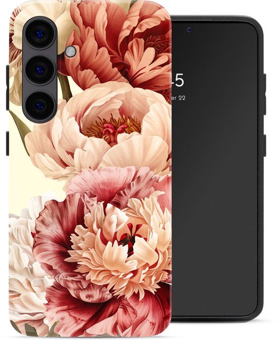 Selencia Hoesje - Geschikt voor Samsung Galaxy S24 - Backcover met Magnetische Ring - Vintage Peony