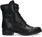 Manfield Zwarte Leren Veterboots met Bont Voering - Maat 41